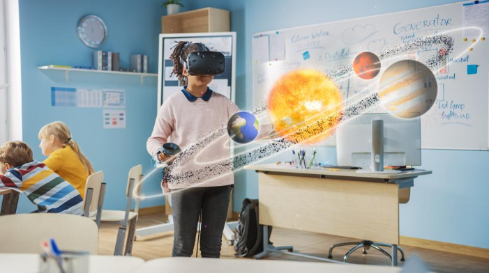 AR VR in education and training with virtual classrooms, 3D learning models, and immersive skill practice