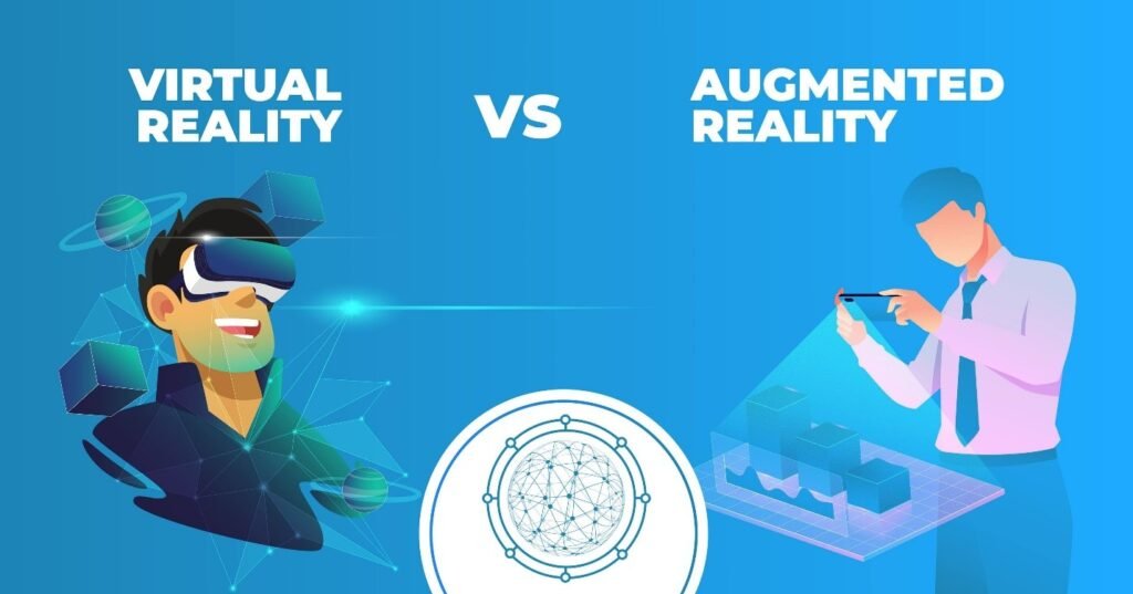 AR vs VR comparison chart showing differences between augmented and virtual reality