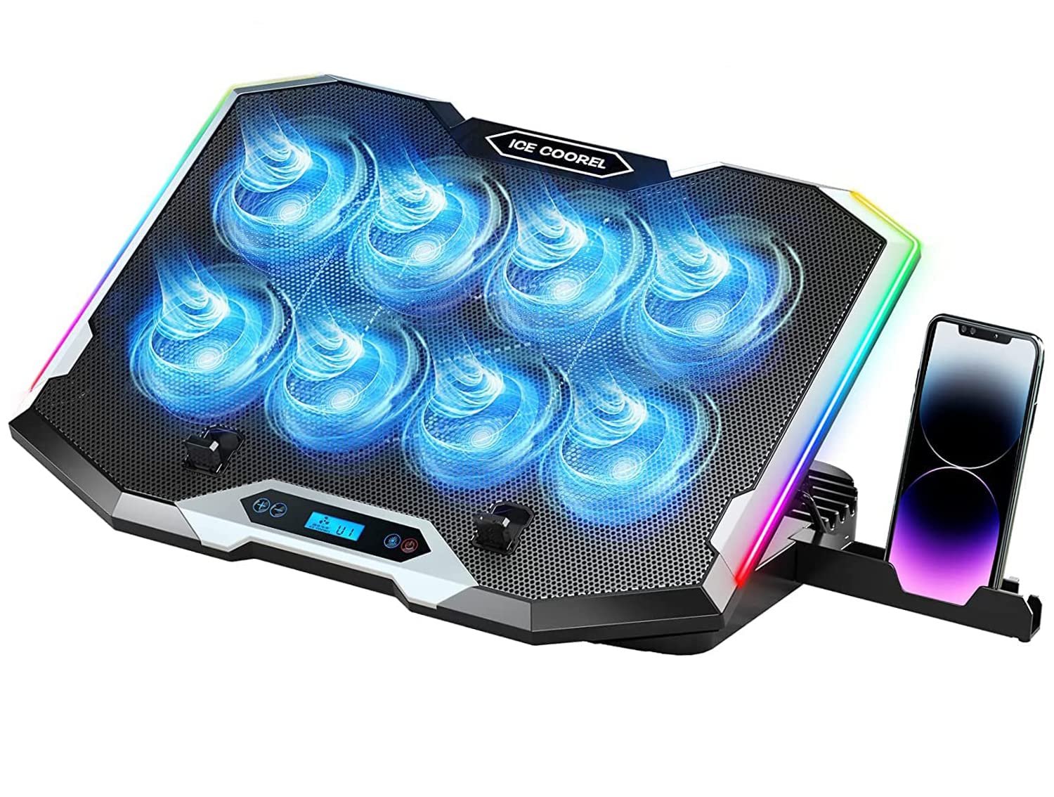 Various laptop cooling pads of different sizes and designs