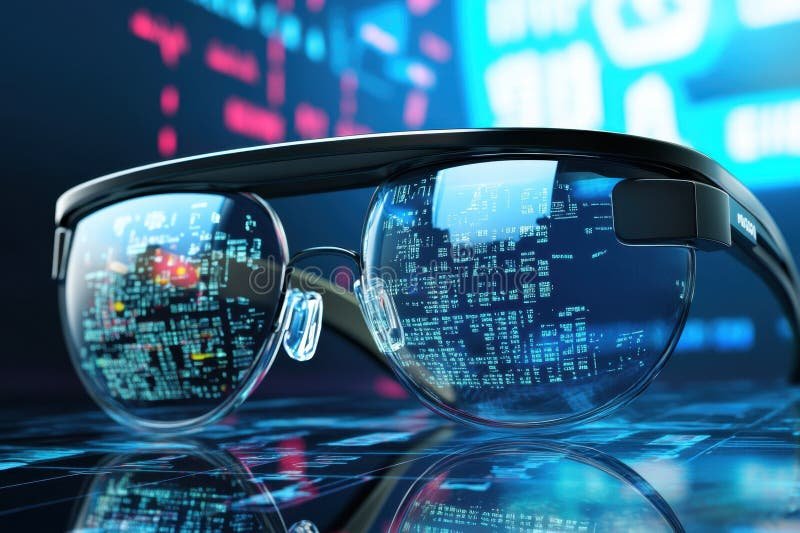 Future vision of Google Glasses with holograms and AR integration