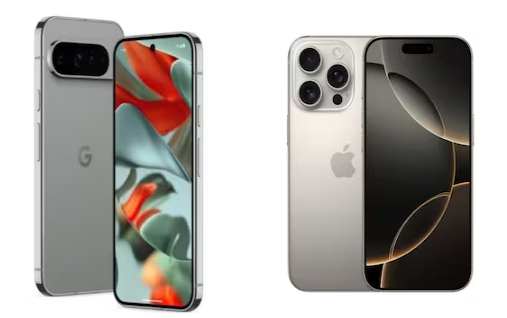 iPhone 17 vs Google Pixel 10 Pro comparison image showing design differences
