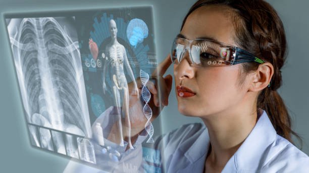 Doctor using Google Glasses in healthcare for real-time patient data