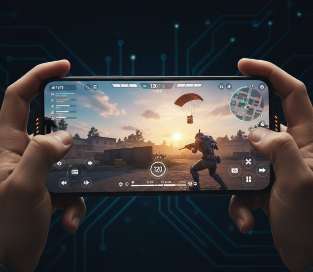 Mobile gamer playing BGMI & Free Fire on top gaming phones in 2025